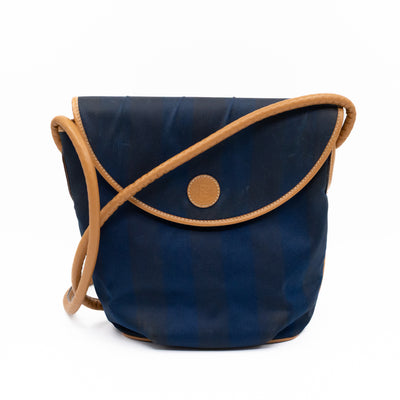 Vintage Crossbody Purse Bag Blue Coated Canvas