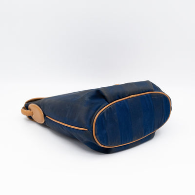 Vintage Crossbody Purse Bag Blue Coated Canvas