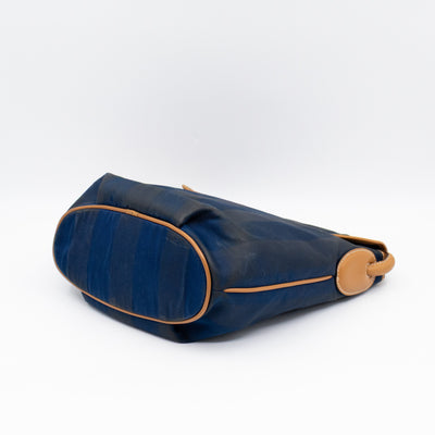 Vintage Crossbody Purse Bag Blue Coated Canvas