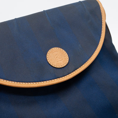 Vintage Crossbody Purse Bag Blue Coated Canvas