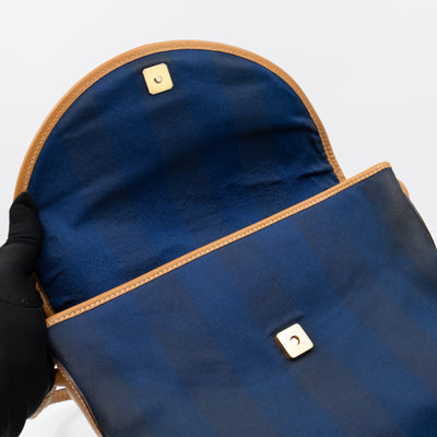 Vintage Crossbody Purse Bag Blue Coated Canvas