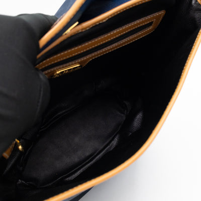 Vintage Crossbody Purse Bag Blue Coated Canvas