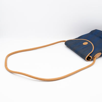 Vintage Crossbody Purse Bag Blue Coated Canvas