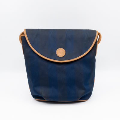 Vintage Crossbody Purse Bag Blue Coated Canvas