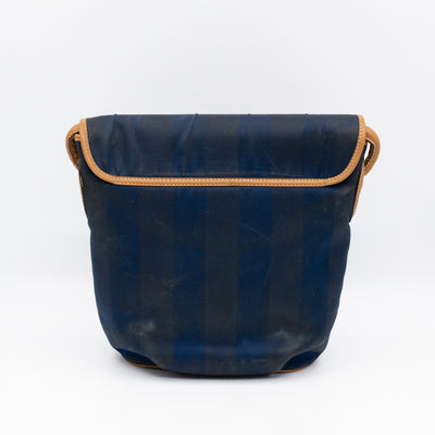 Vintage Crossbody Purse Bag Blue Coated Canvas