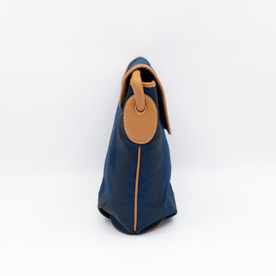 Vintage Crossbody Purse Bag Blue Coated Canvas