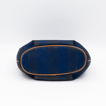 Vintage Crossbody Purse Bag Blue Coated Canvas