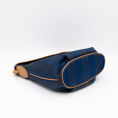 Vintage Crossbody Purse Bag Blue Coated Canvas