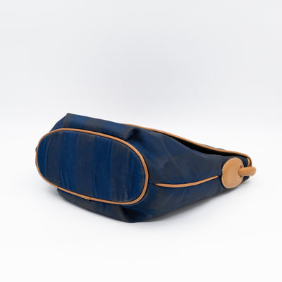 Vintage Crossbody Purse Bag Blue Coated Canvas