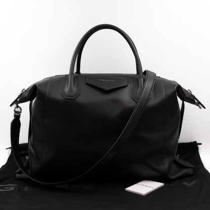 Antigona Soft Bag Large Black Leather