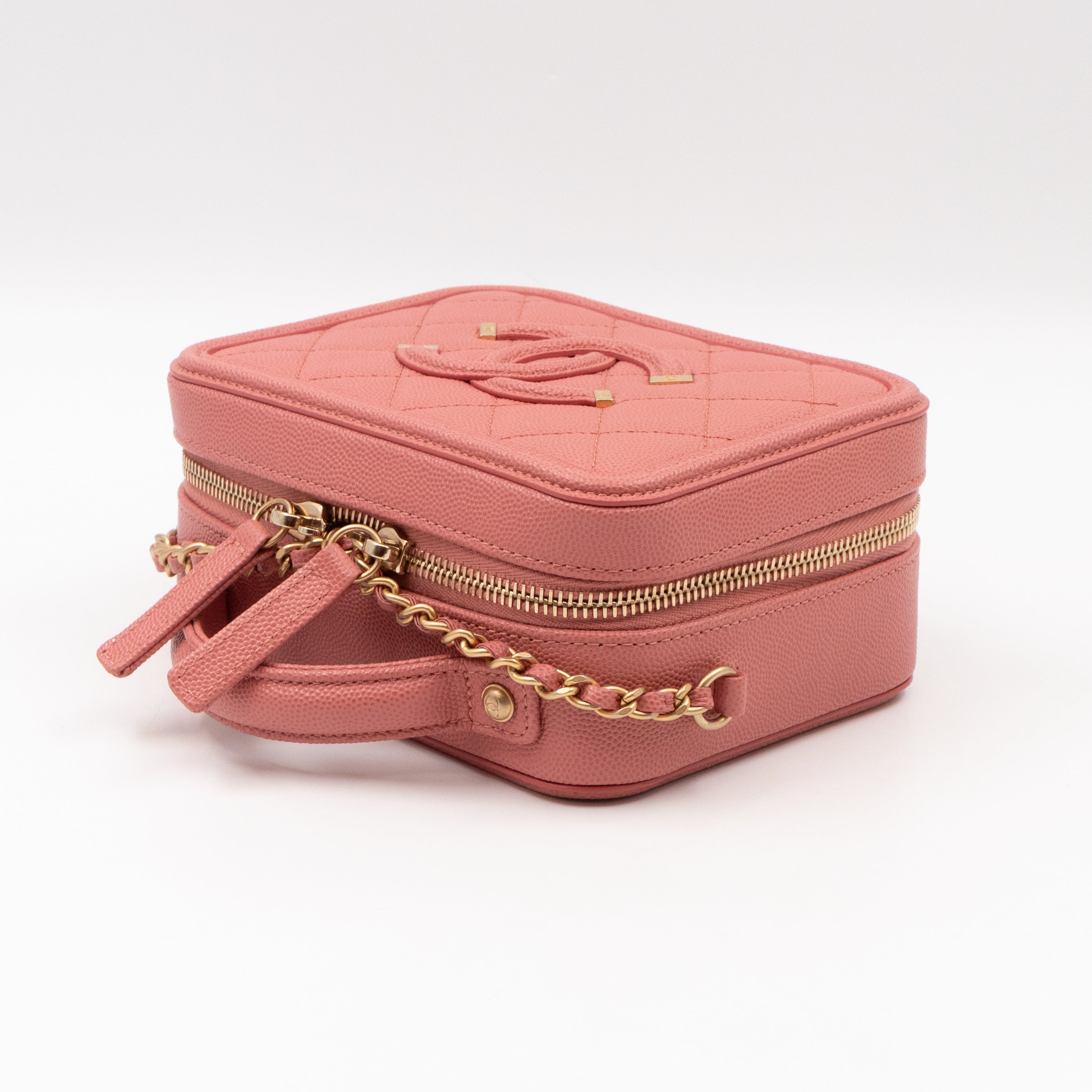 Small Vanity Filigree CC Caviar Light Pink & Gold