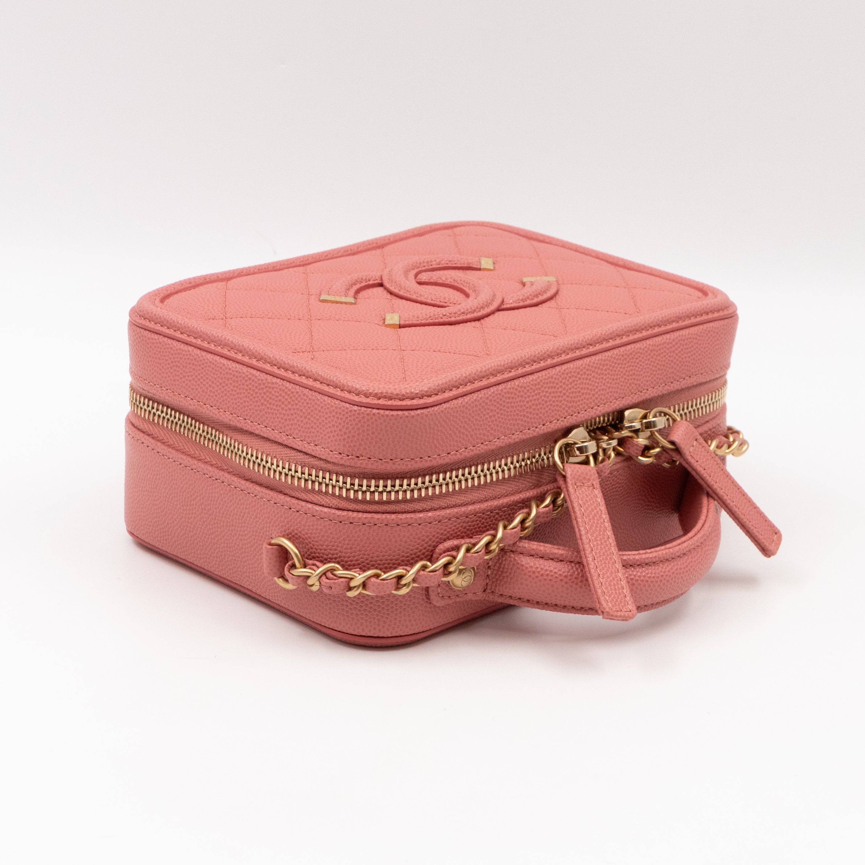 Small Vanity Filigree CC Caviar Light Pink & Gold