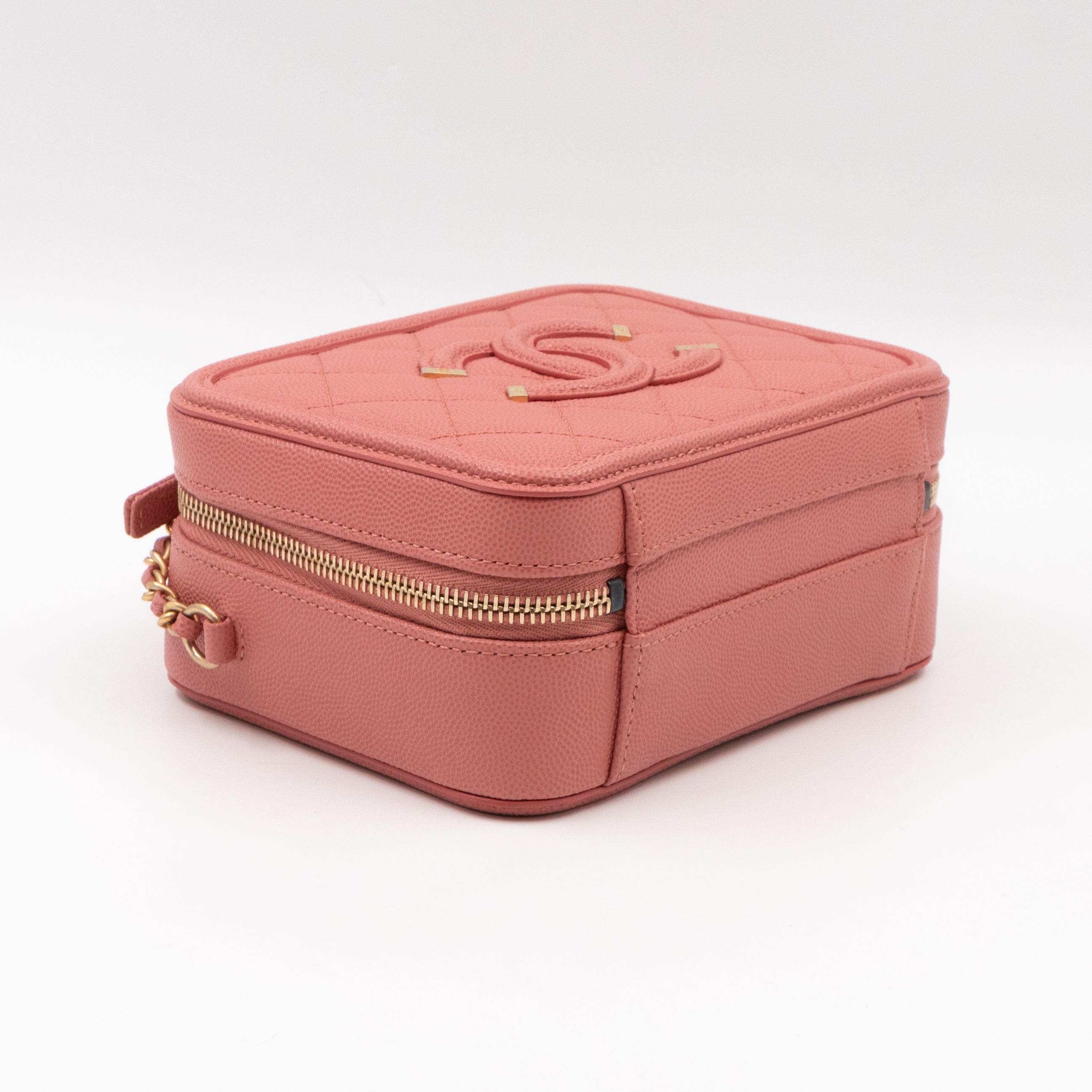 Small Vanity Filigree CC Caviar Light Pink & Gold