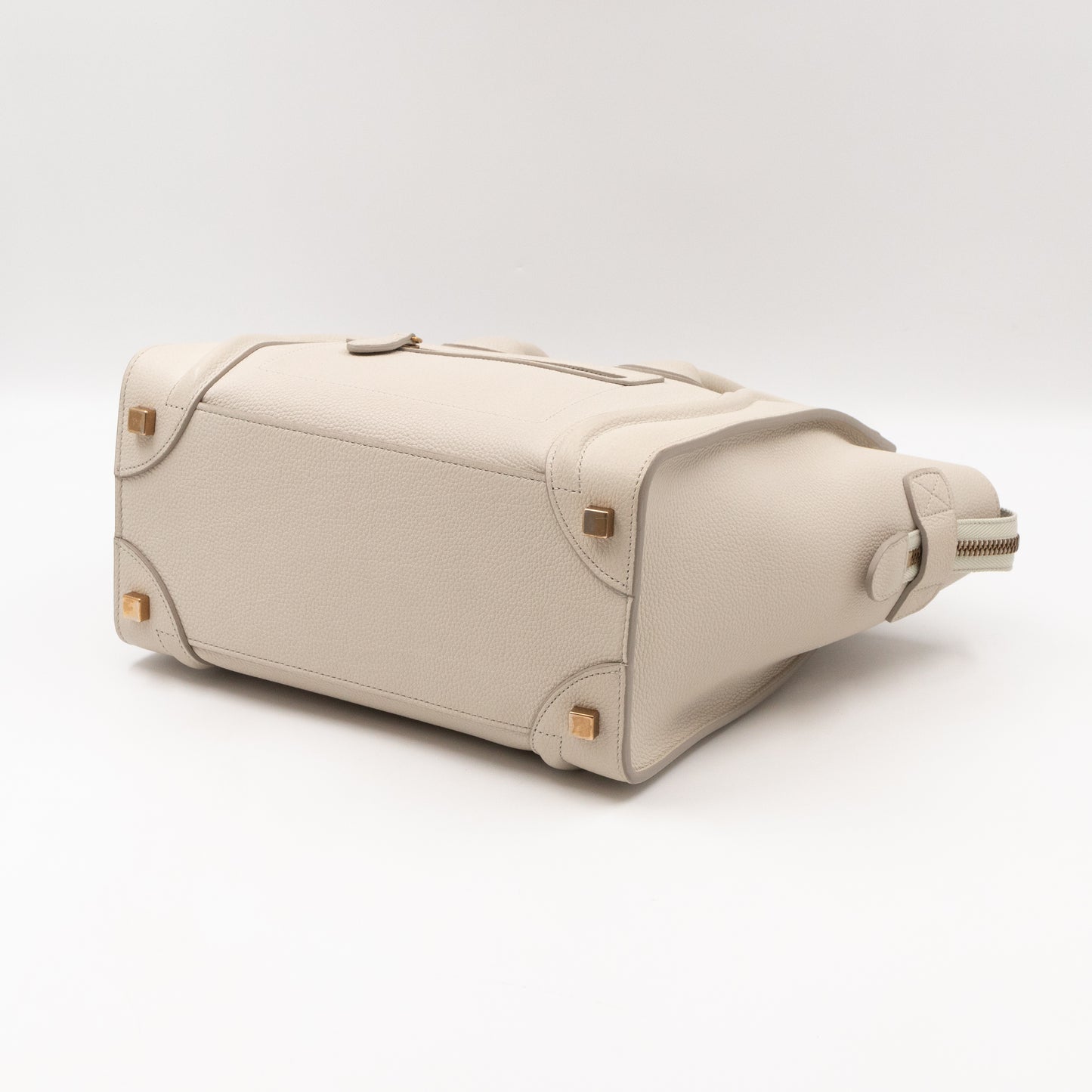 Micro Luggage Ivory White Grained Leather