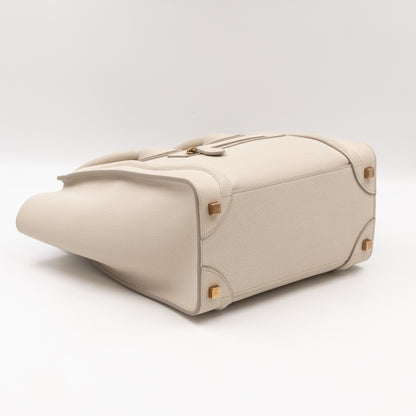 Micro Luggage Ivory White Grained Leather