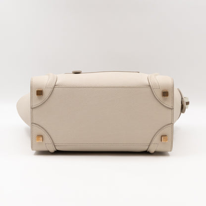 Micro Luggage Ivory White Grained Leather