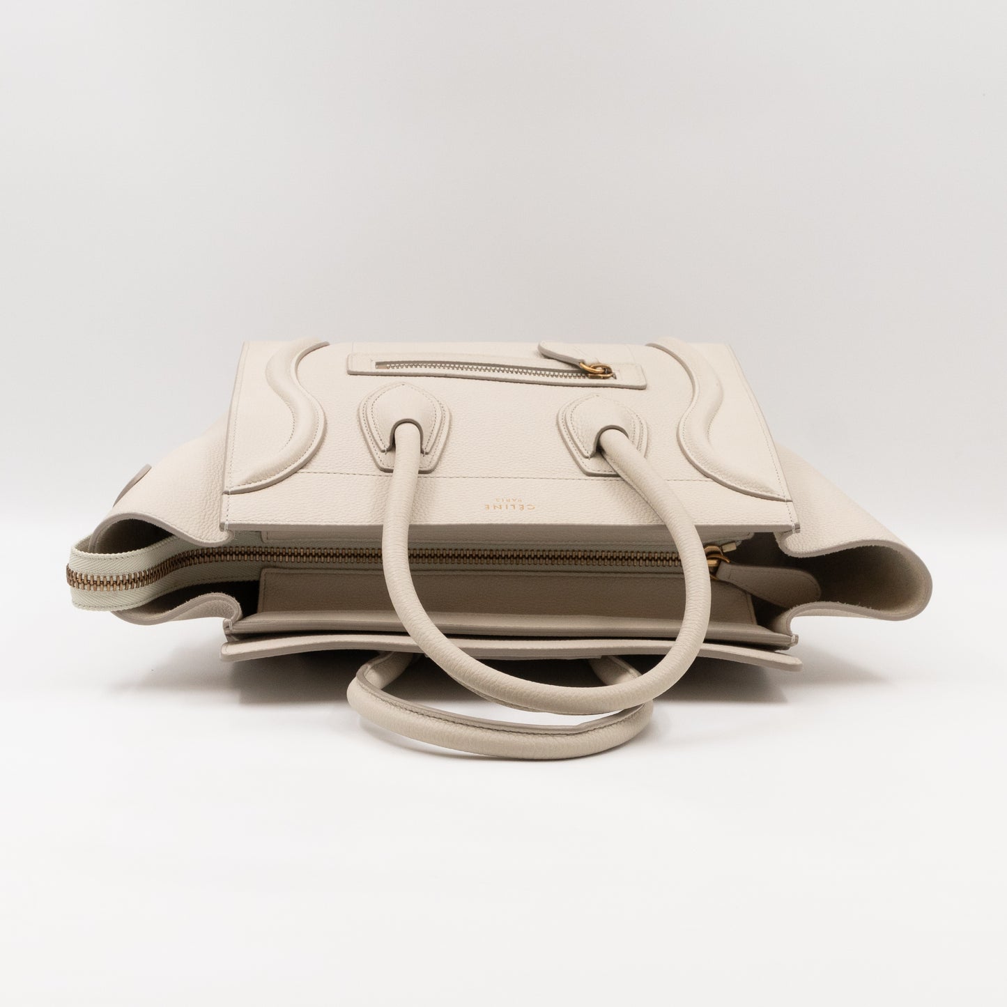 Micro Luggage Ivory White Grained Leather