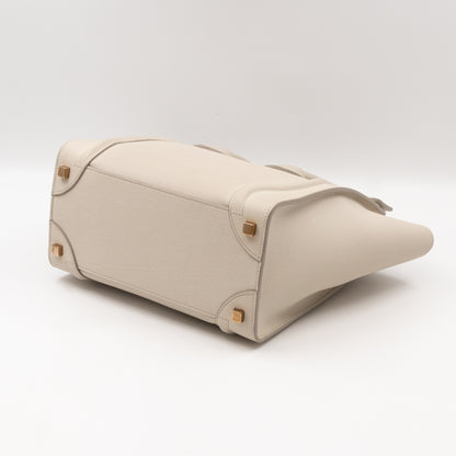 Micro Luggage Ivory White Grained Leather