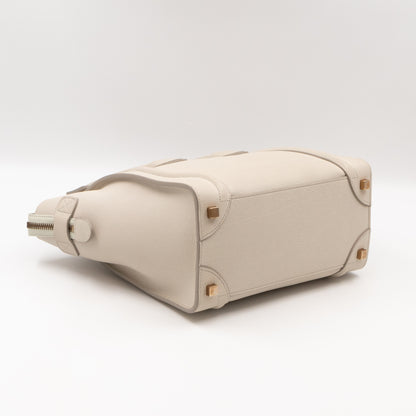 Micro Luggage Ivory White Grained Leather