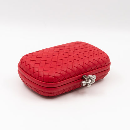 Knot Clutch with Chain Intrecciato Red Leather