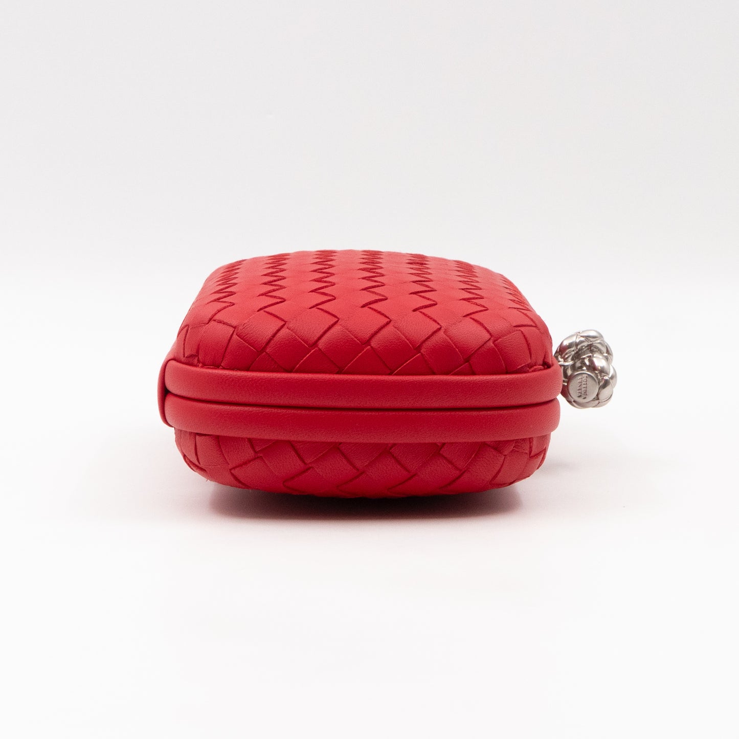 Knot Clutch with Chain Intrecciato Red Leather