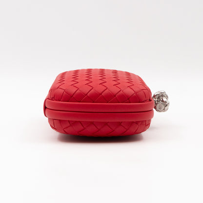 Knot Clutch with Chain Intrecciato Red Leather