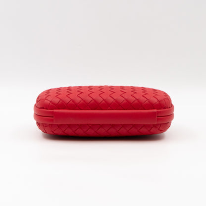 Knot Clutch with Chain Intrecciato Red Leather