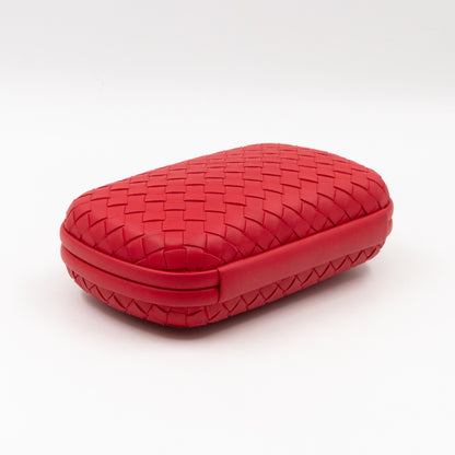 Knot Clutch with Chain Intrecciato Red Leather