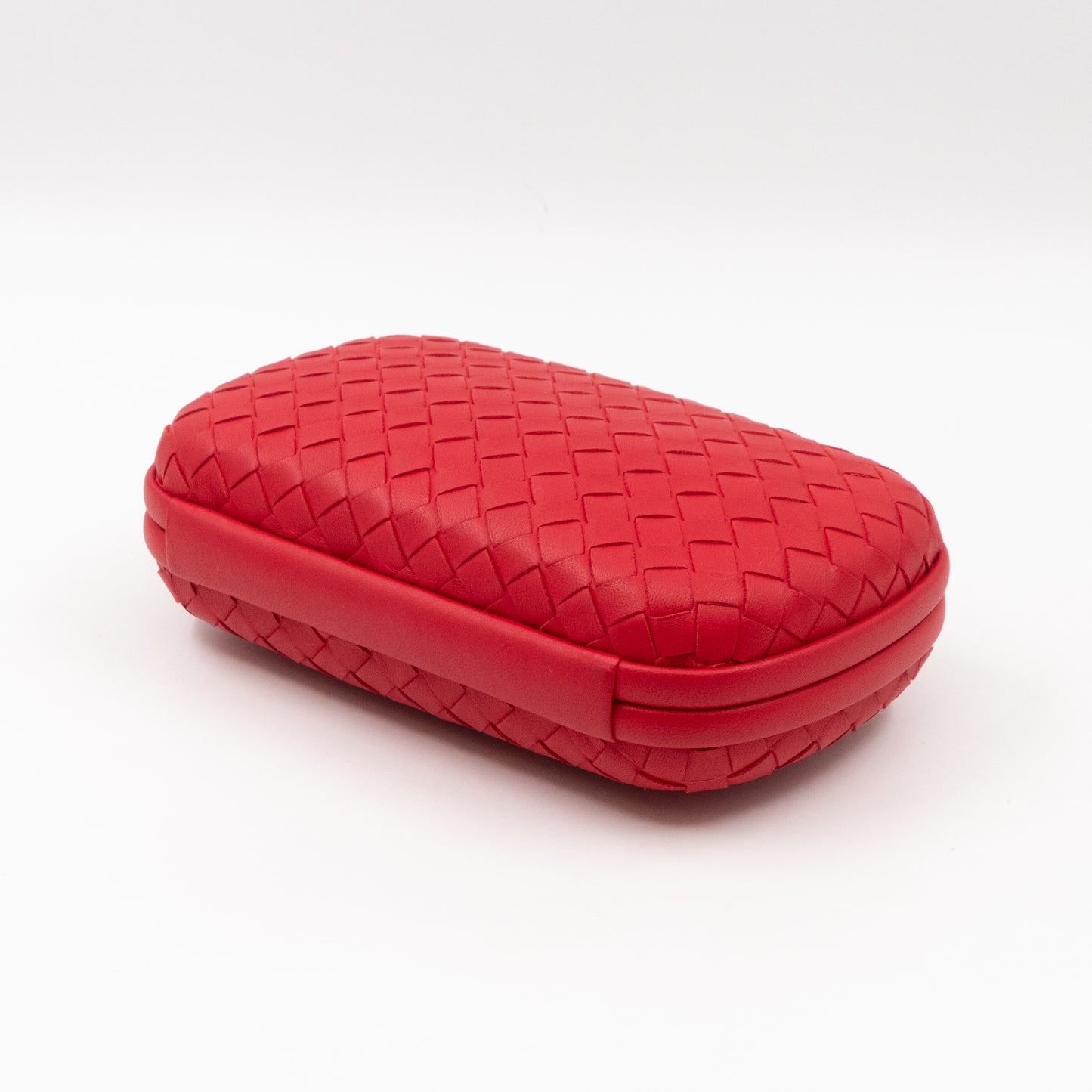 Knot Clutch with Chain Intrecciato Red Leather