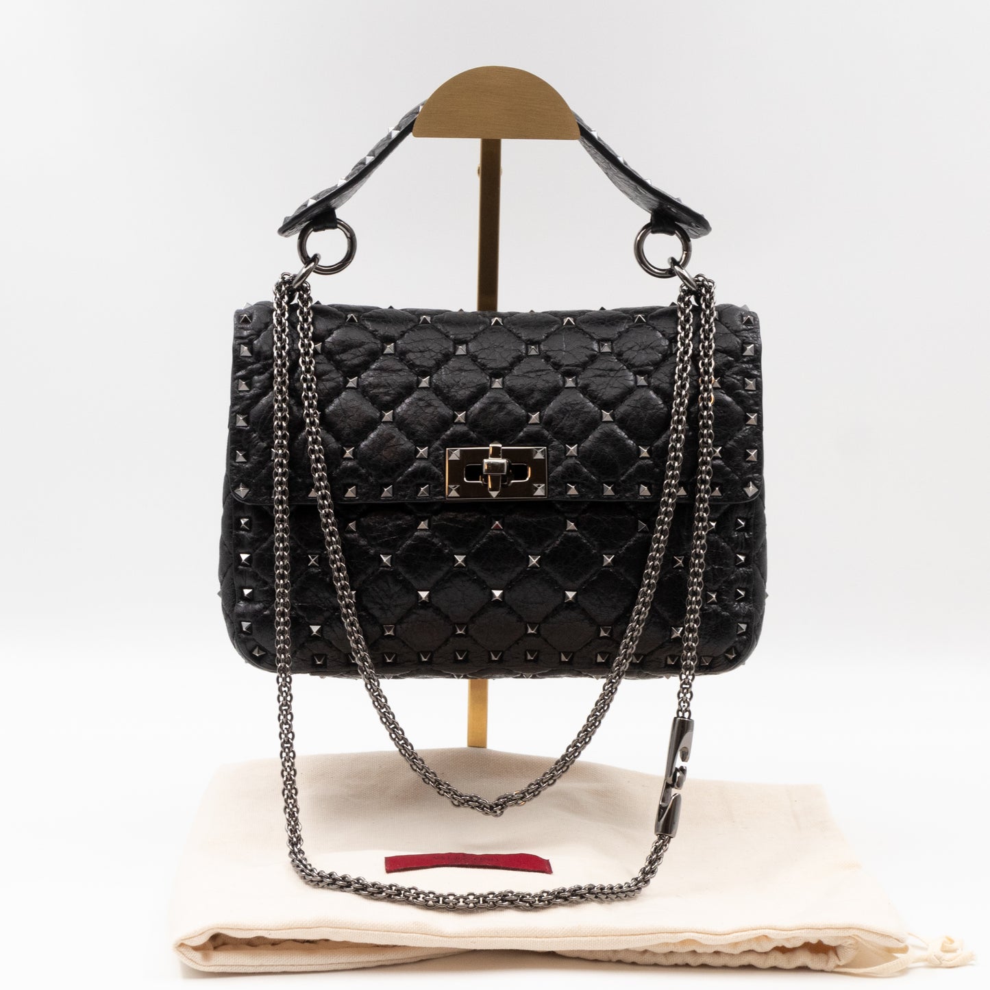 Rockstud Spike Medium Bag Black Leather