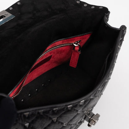 Rockstud Spike Medium Bag Black Leather