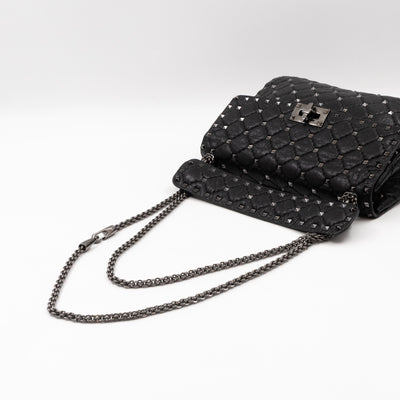Rockstud Spike Medium Bag Black Leather