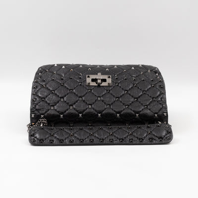 Rockstud Spike Medium Bag Black Leather