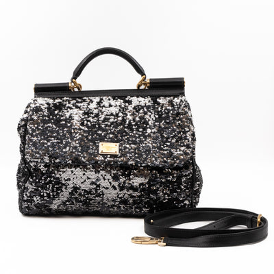 Sicily Large Black Sequins Leather