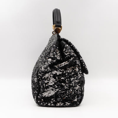 Sicily Large Black Sequins Leather