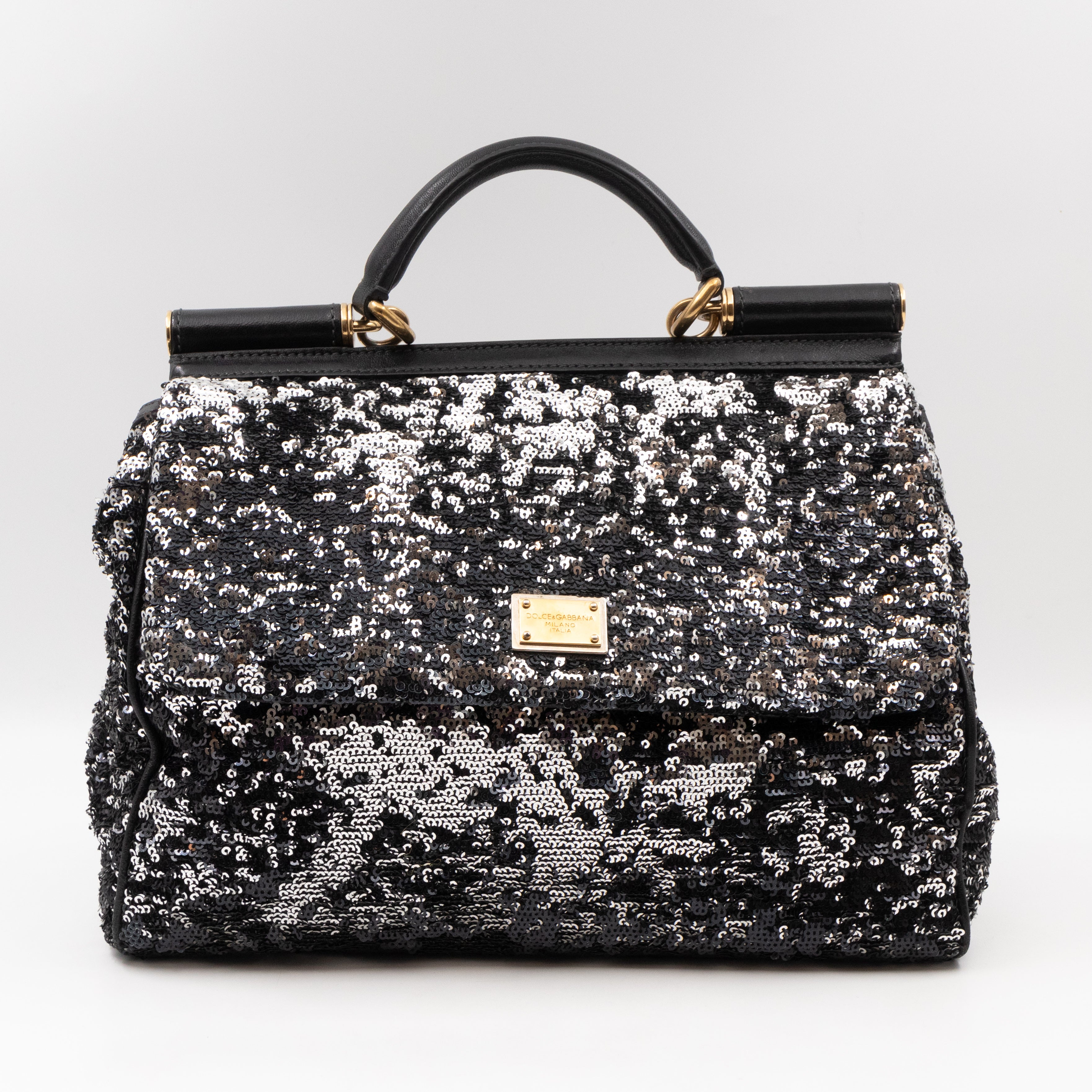 Sicily Large Black Sequins Leather