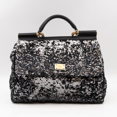 Sicily Large Black Sequins Leather