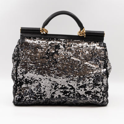 Sicily Large Black Sequins Leather