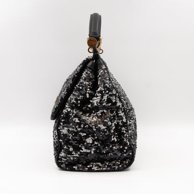 Sicily Large Black Sequins Leather