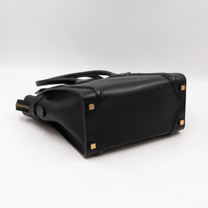 Micro Luggage Black Leather