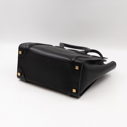 Micro Luggage Black Leather