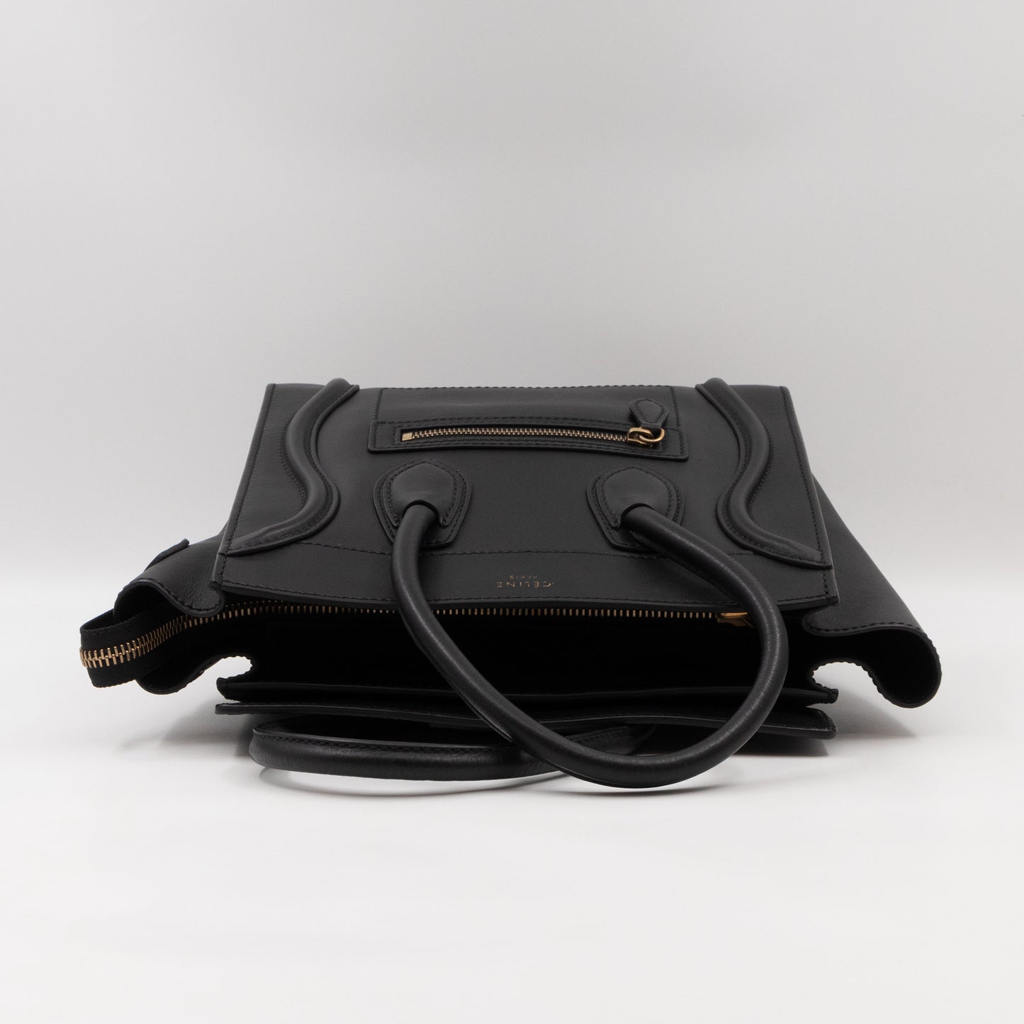 Micro Luggage Black Leather