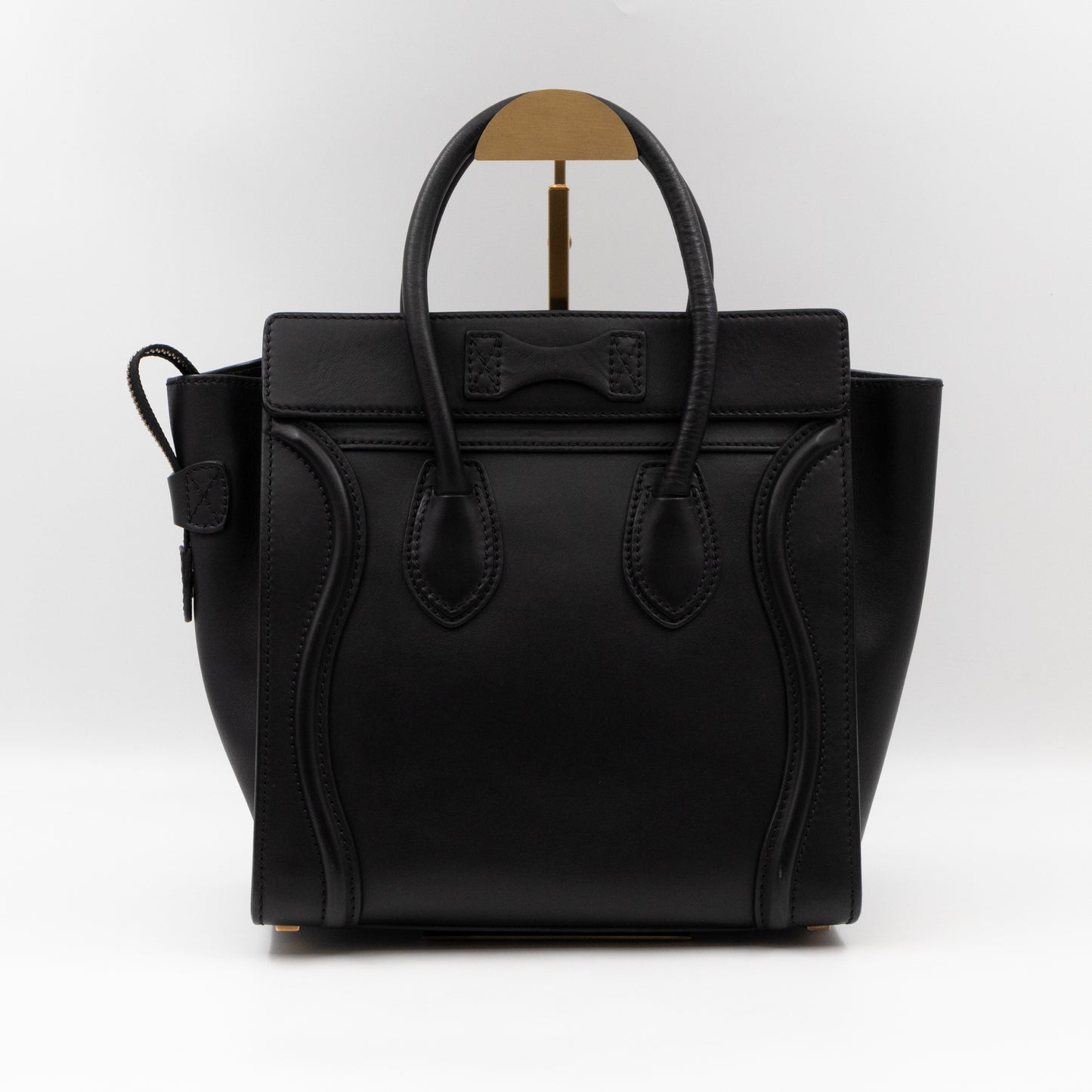 Micro Luggage Black Leather