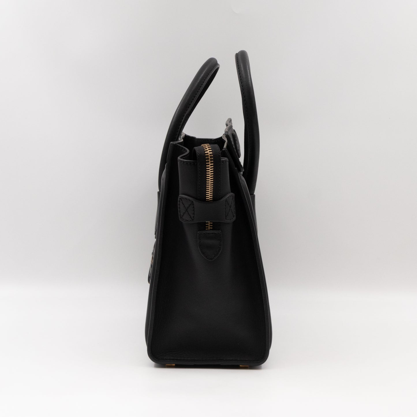 Micro Luggage Black Leather