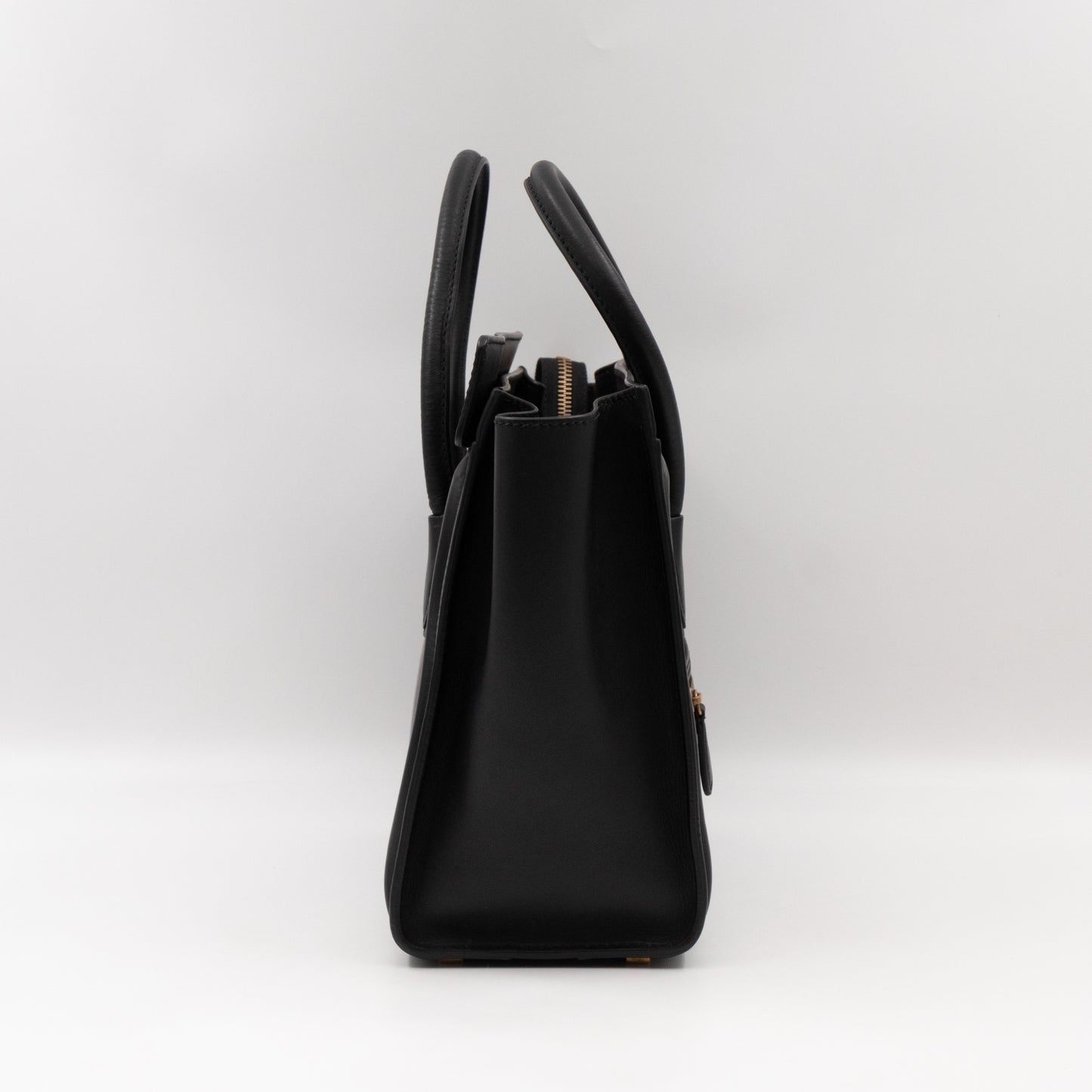 Micro Luggage Black Leather