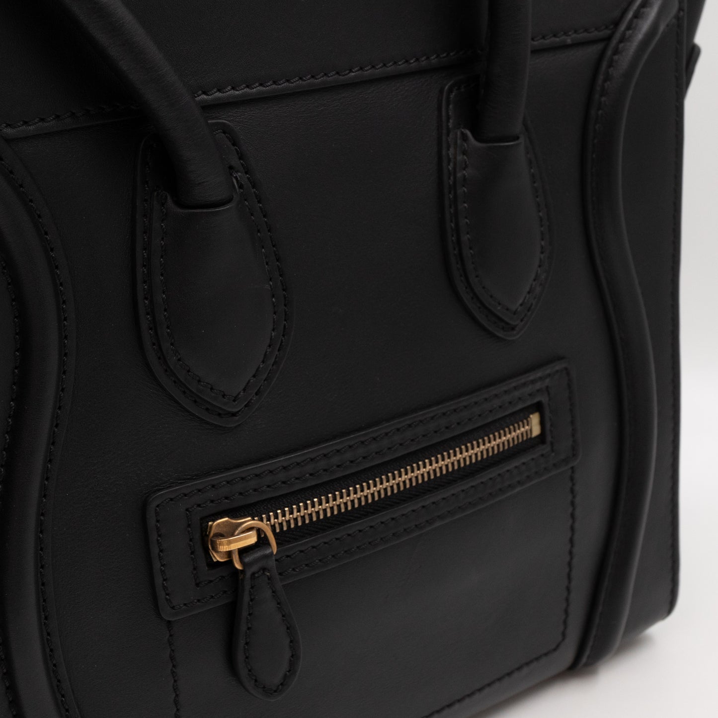 Micro Luggage Black Leather