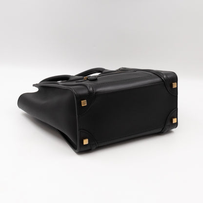 Micro Luggage Black Leather