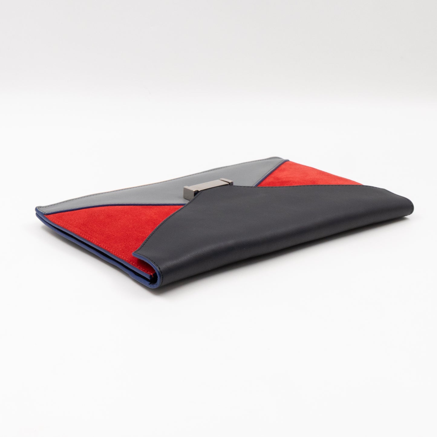 Tri-Color Diamond Clutch Leather & Suede