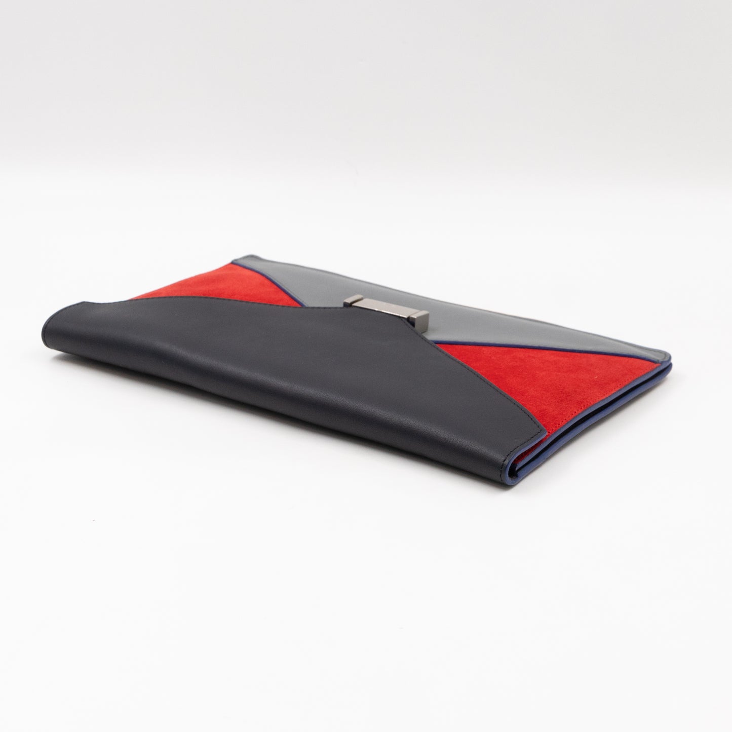 Tri-Color Diamond Clutch Leather & Suede