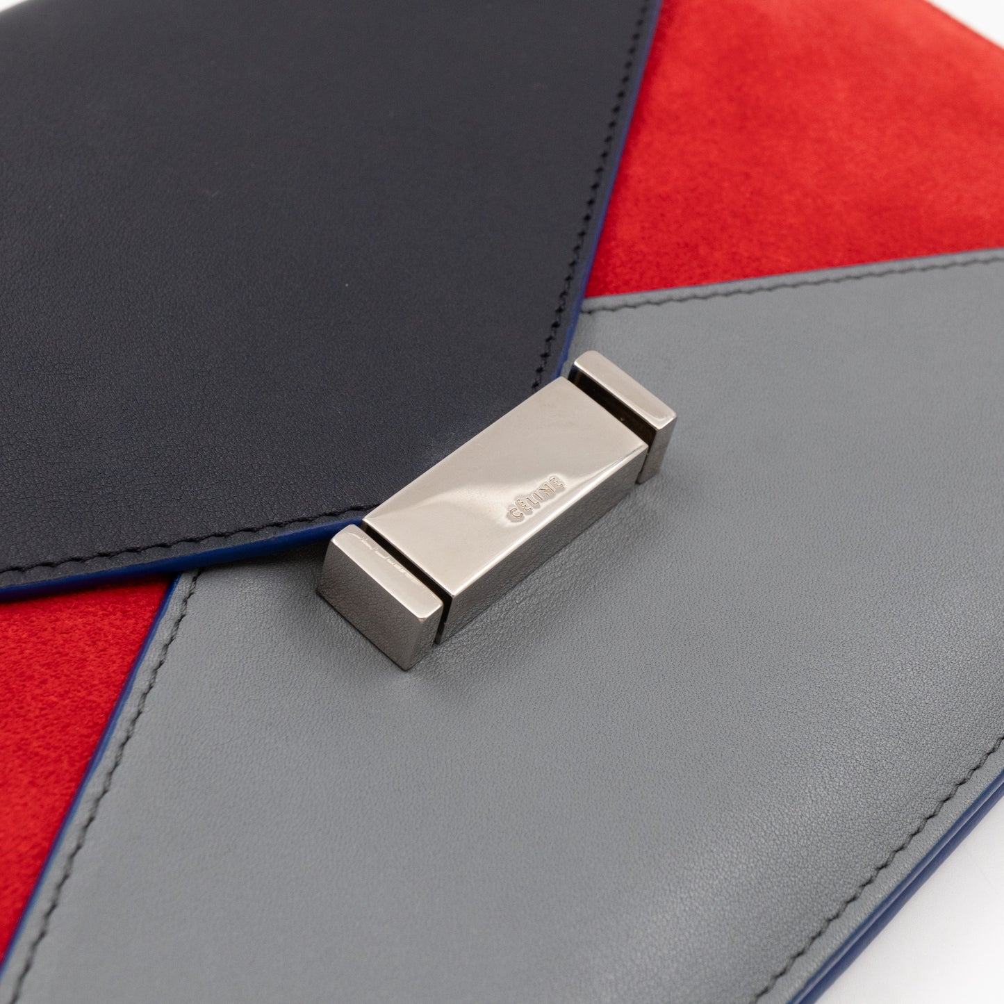 Tri-Color Diamond Clutch Leather & Suede